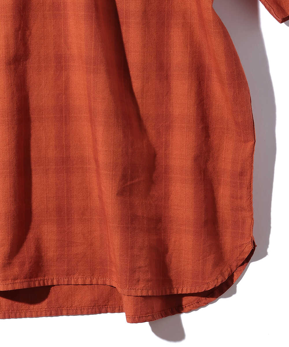 ヘンリーネックチェックシャツ