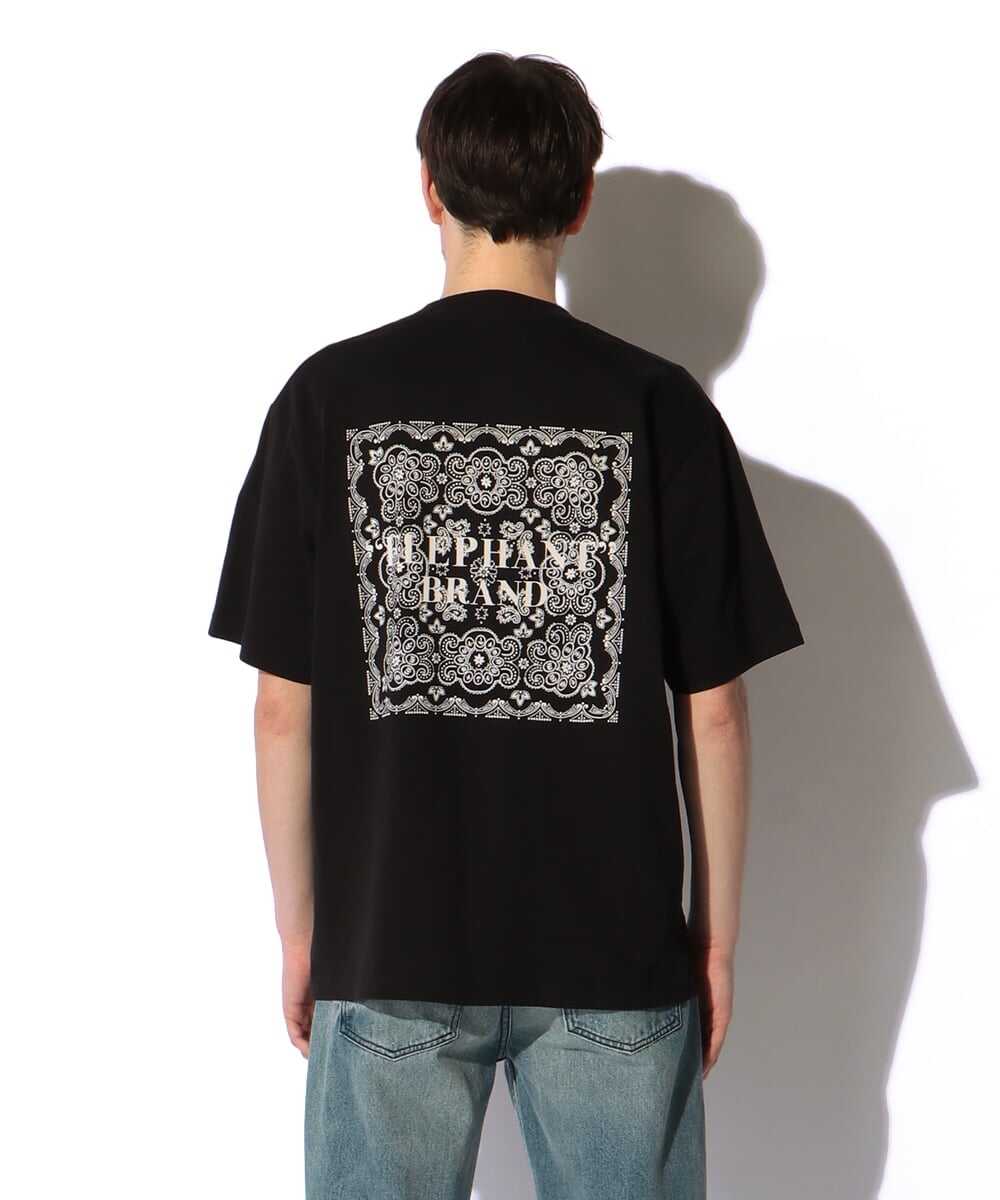 バンダナ柄ロゴ バックプリントTシャツ