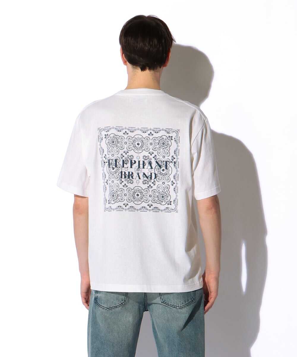 バンダナ柄ロゴ バックプリントTシャツ
