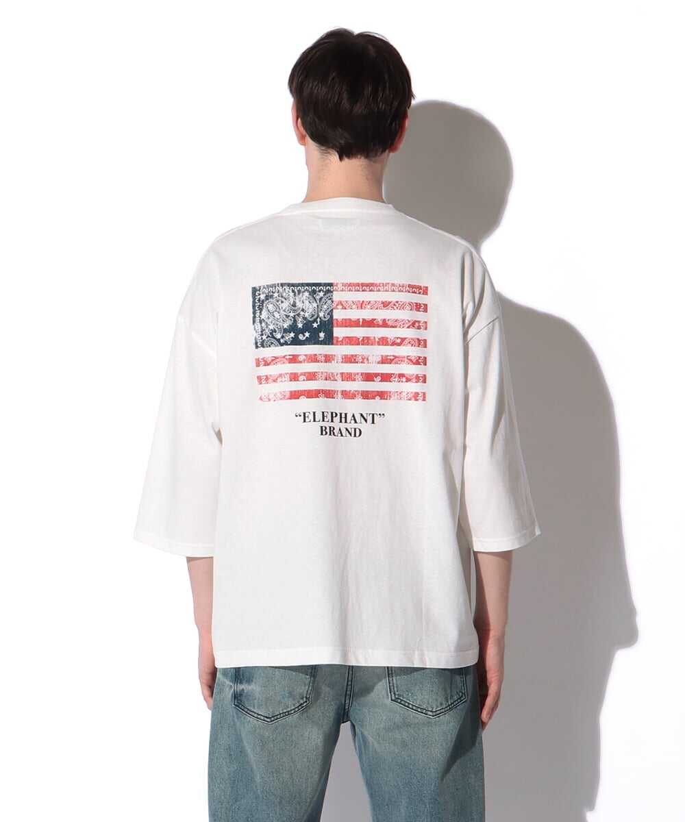 バックプリント 七分袖Tシャツ