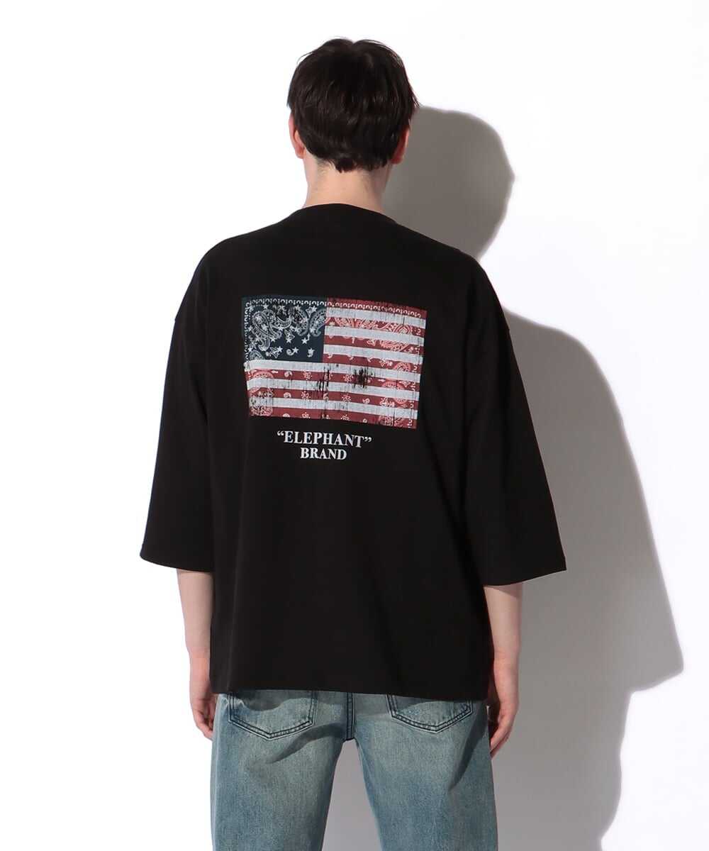 バックプリント 七分袖Tシャツ