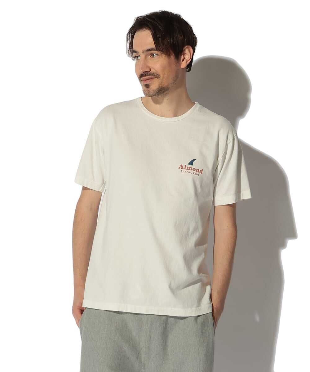 サーフボードフィンロゴ バックプリント コットンTシャツ