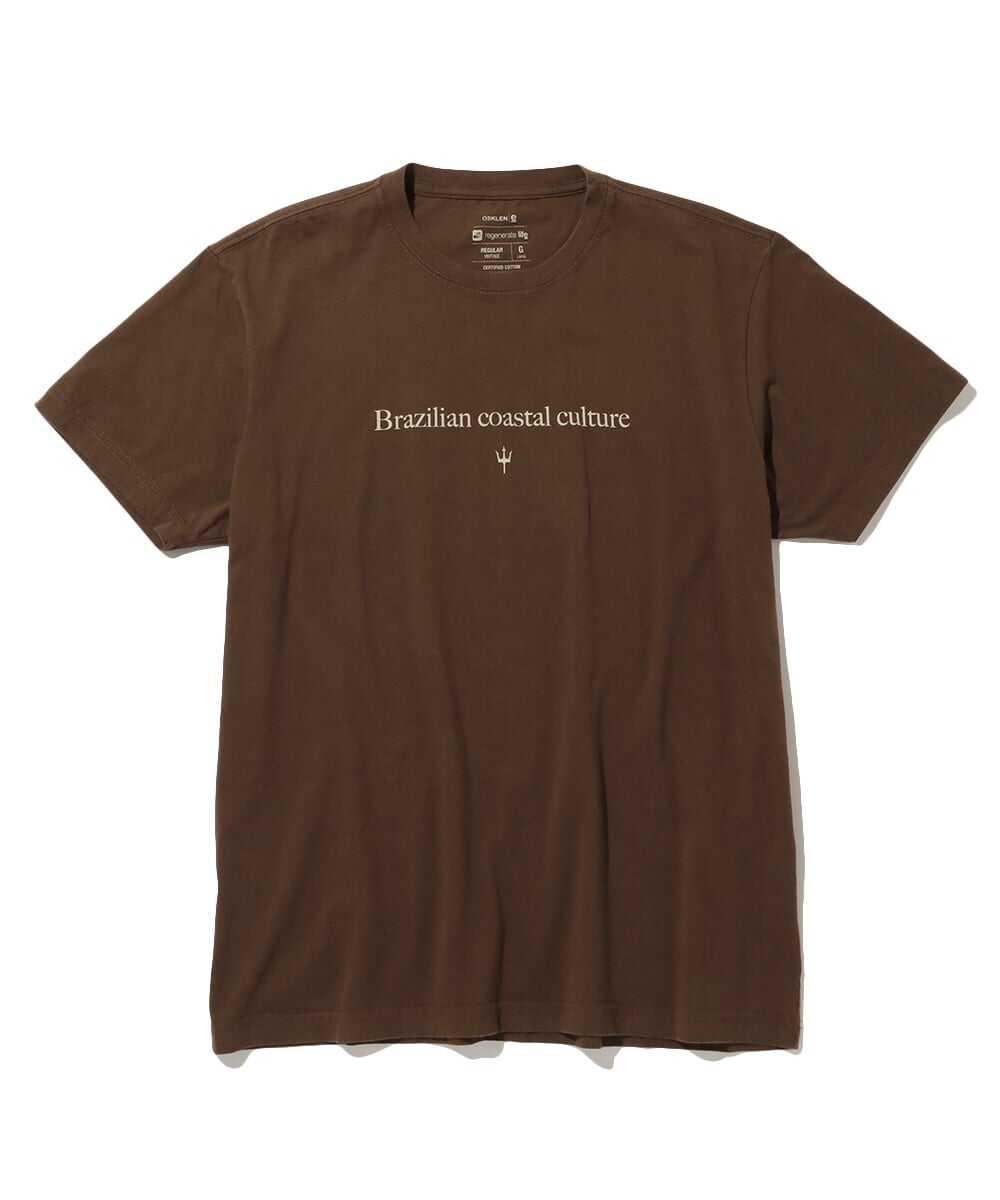 ヴィンテージブラウン プリントコットンTシャツ