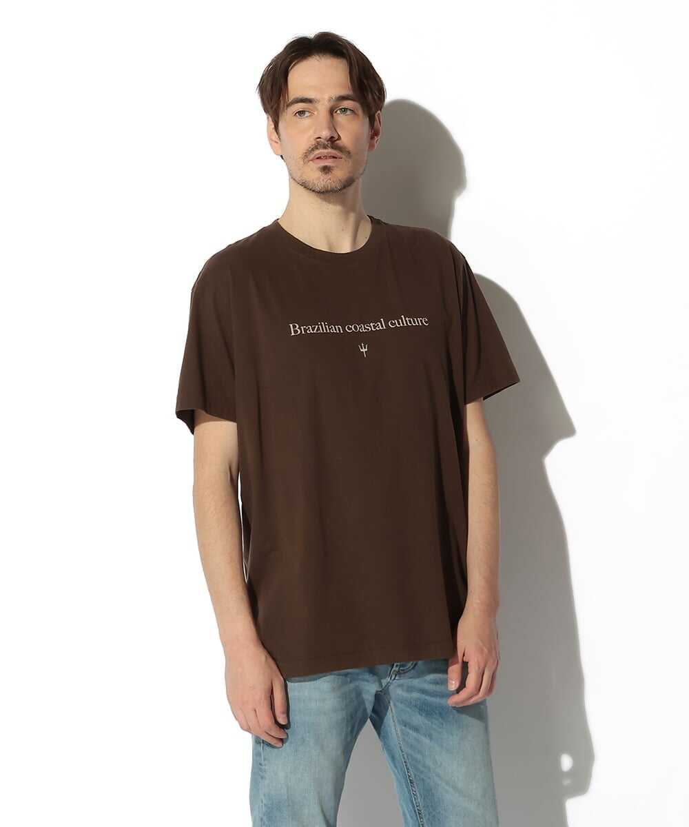 ヴィンテージブラウン プリントコットンTシャツ