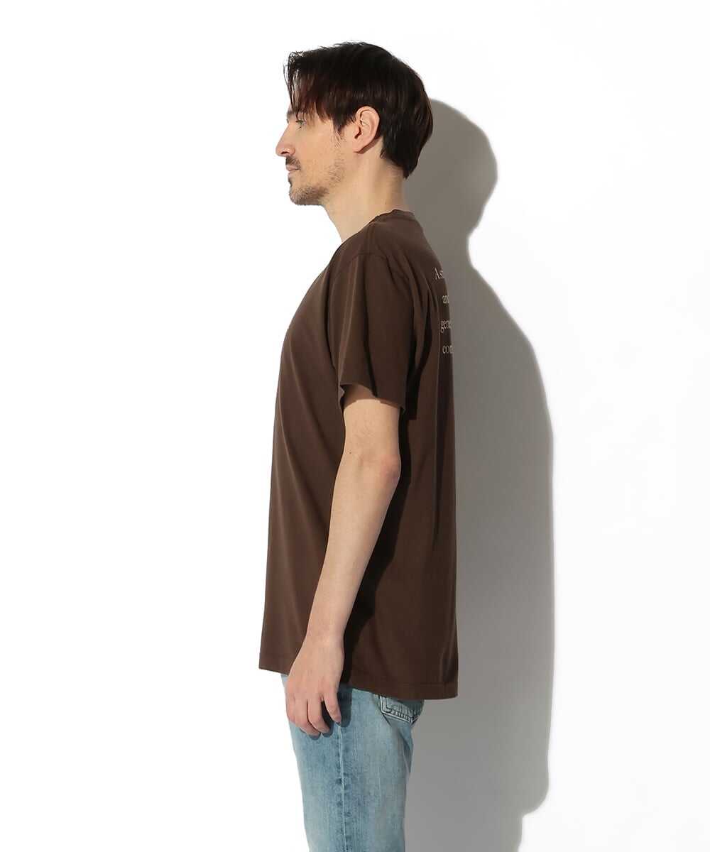 ヴィンテージブラウン プリントコットンTシャツ
