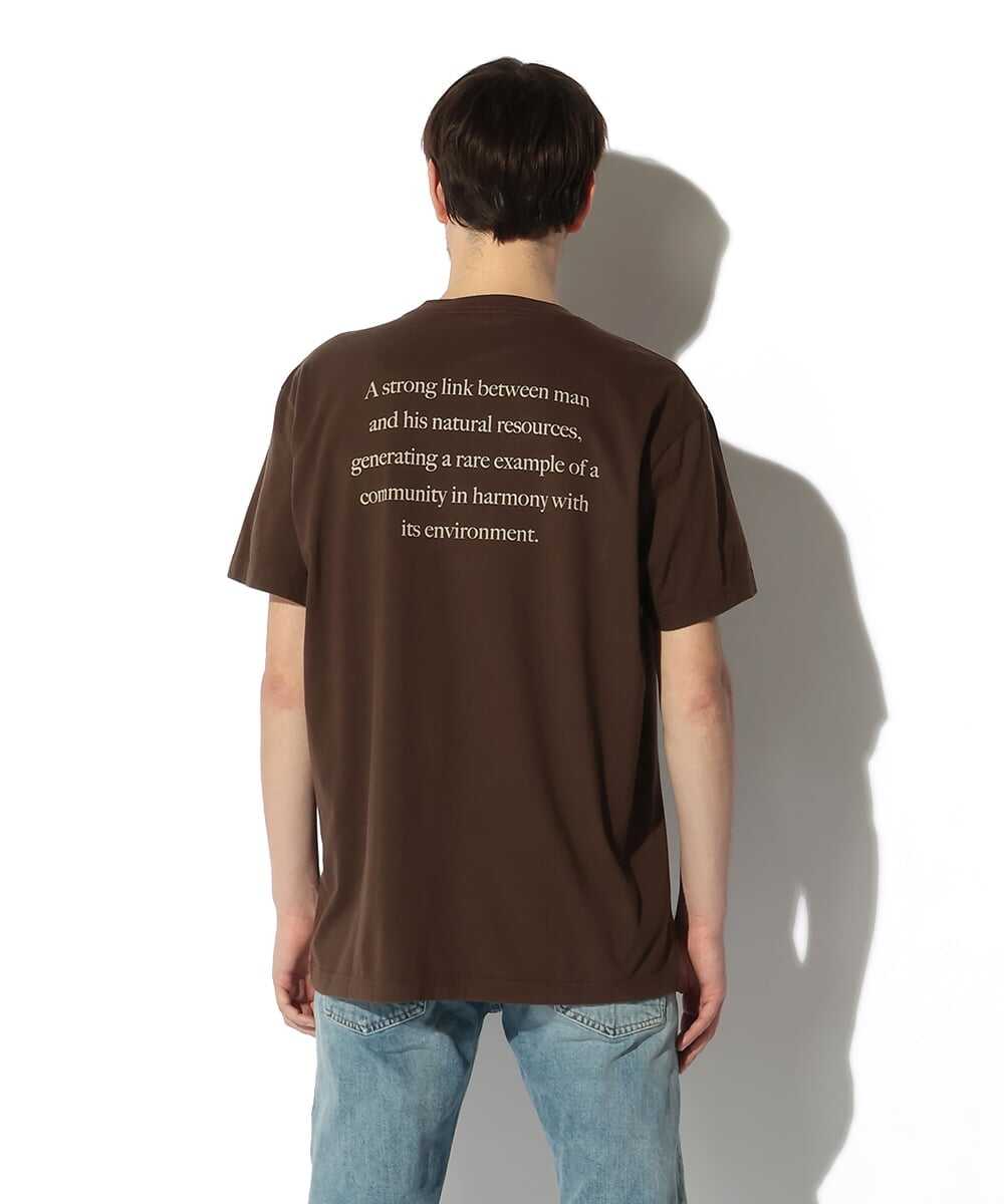 ヴィンテージブラウン プリントコットンTシャツ