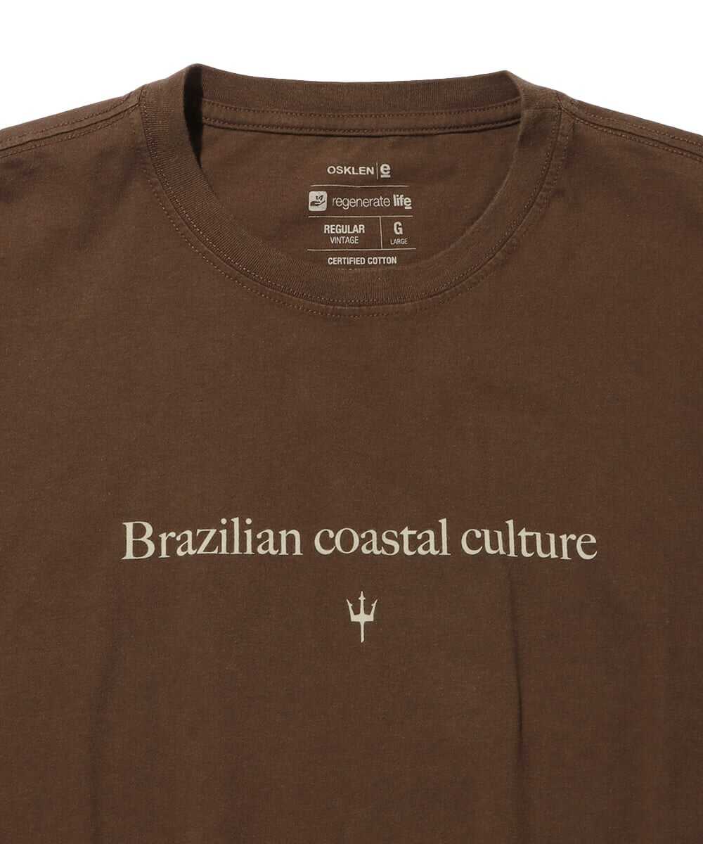 ヴィンテージブラウン プリントコットンTシャツ