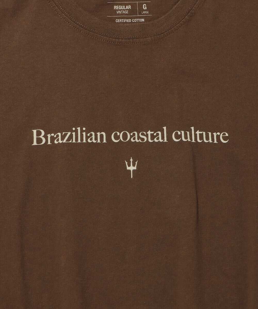 ヴィンテージブラウン プリントコットンTシャツ