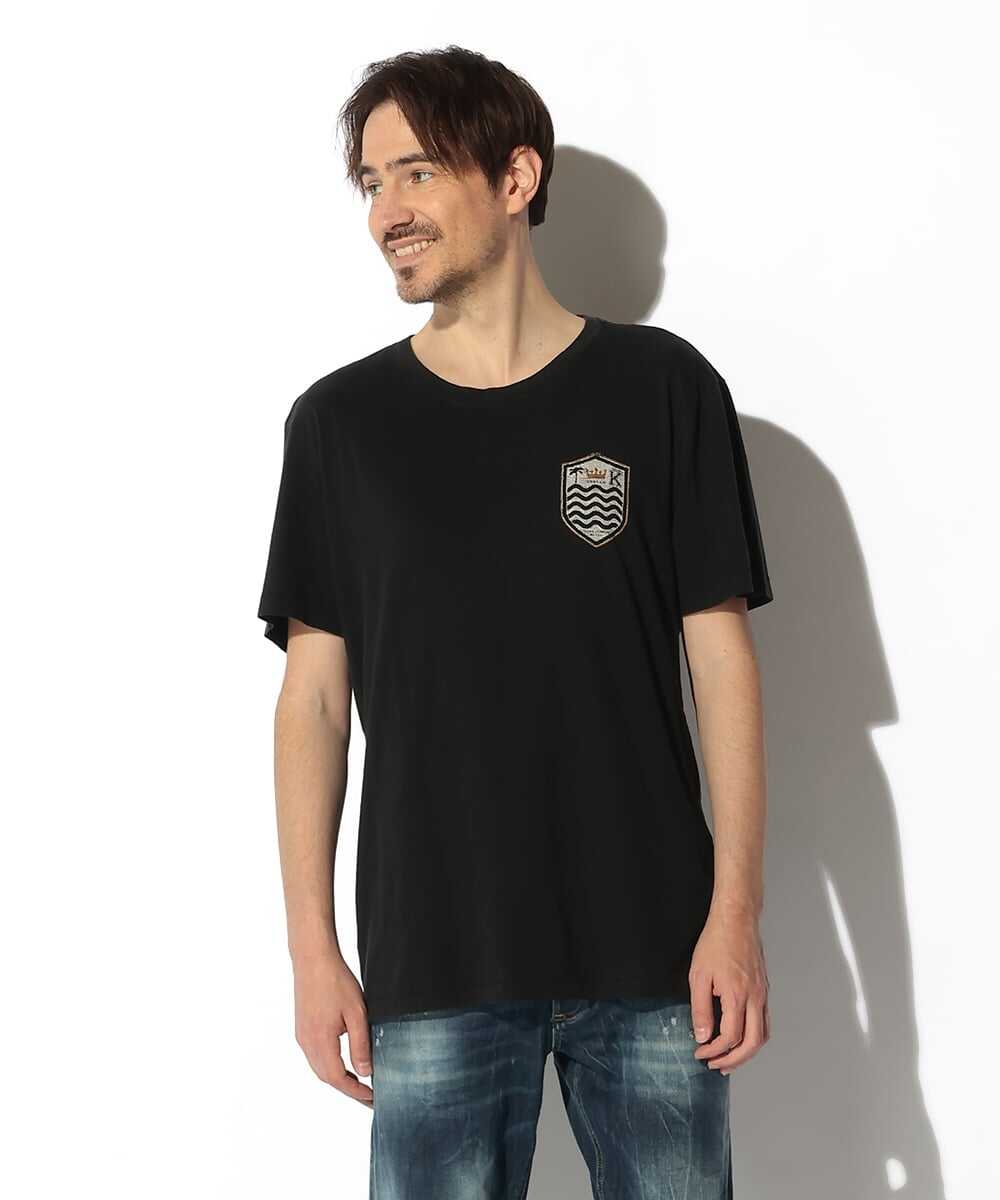 エンブレム刺繍 ストレッチコットンTシャツ