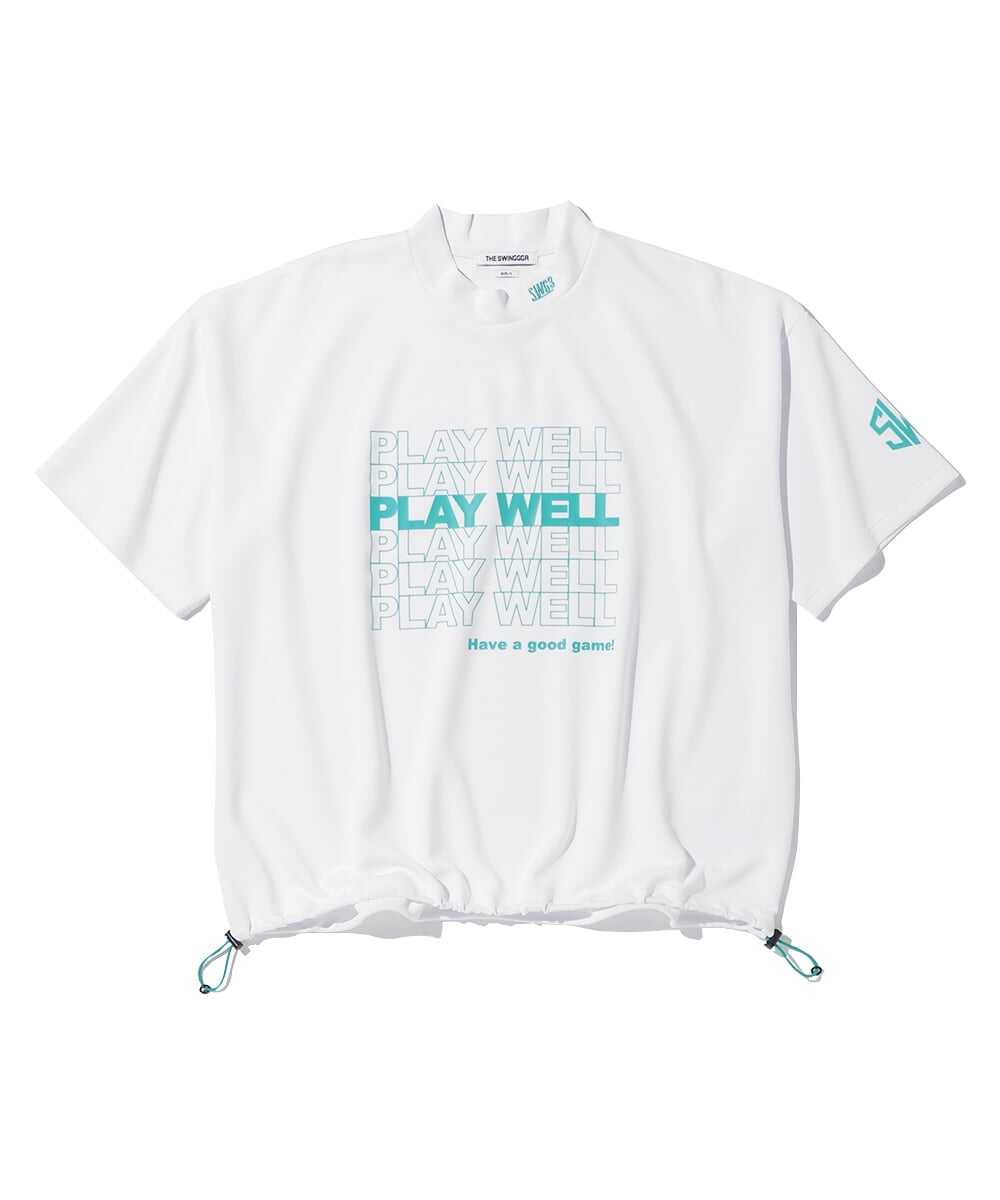 ロゴプリント モックネックTシャツ