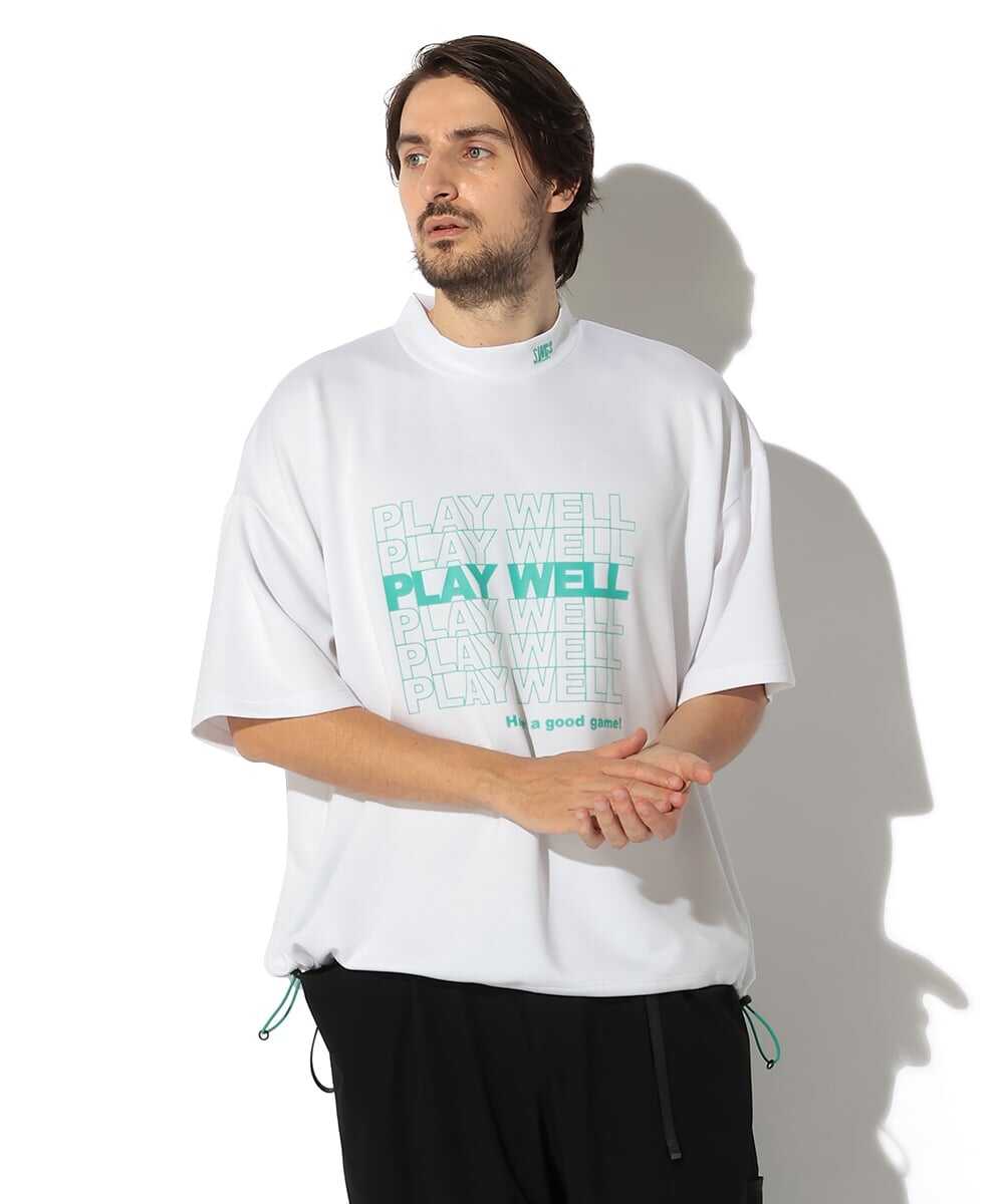 ロゴプリント モックネックTシャツ