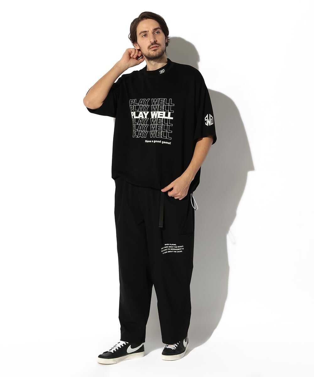 ロゴプリント モックネックTシャツ