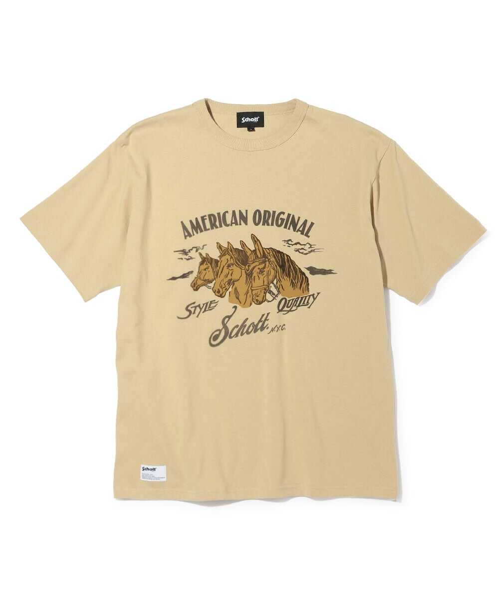  フロッキー加工 ホースグラフィックプリントTシャツ