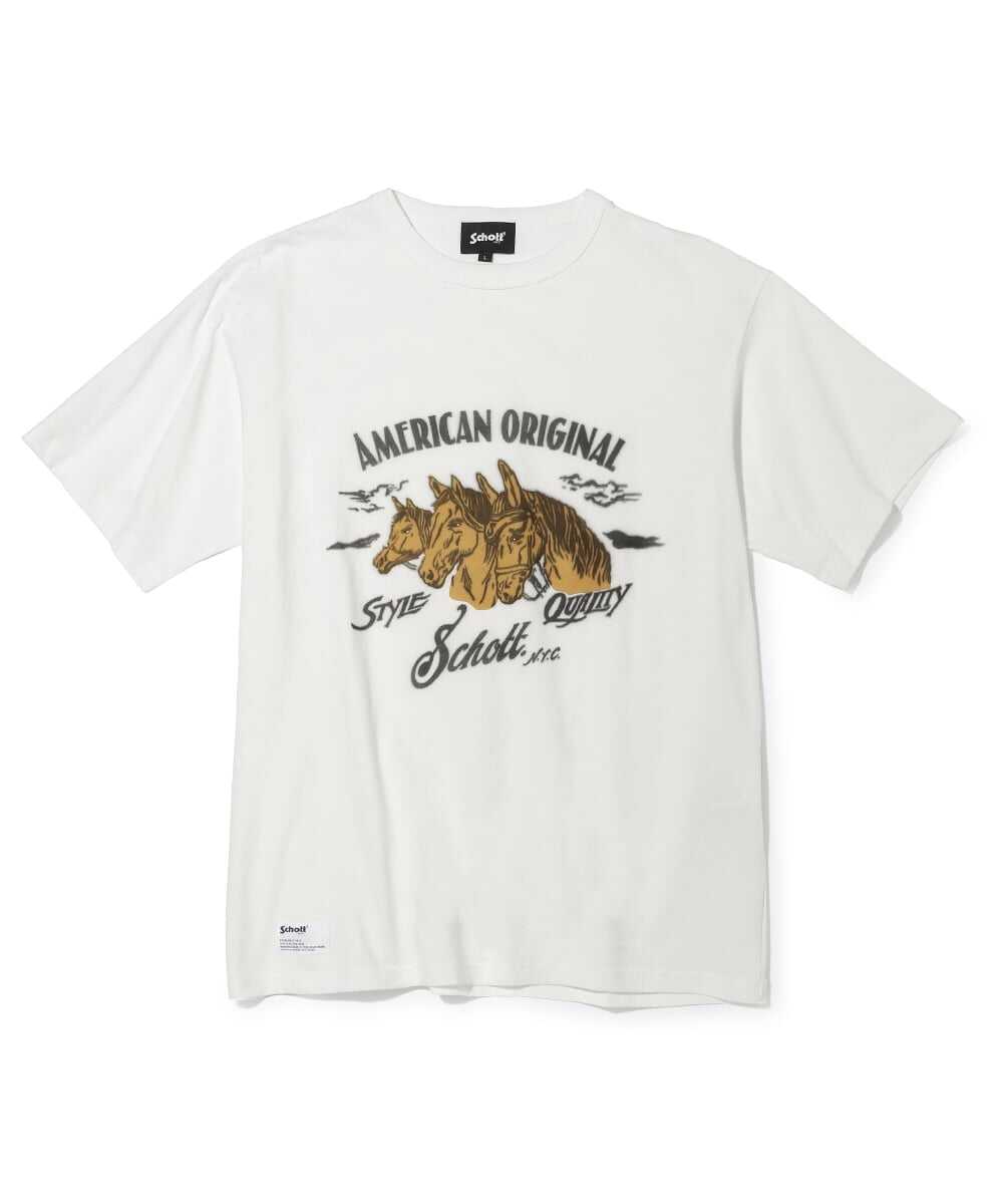  フロッキー加工 ホースグラフィックプリントTシャツ