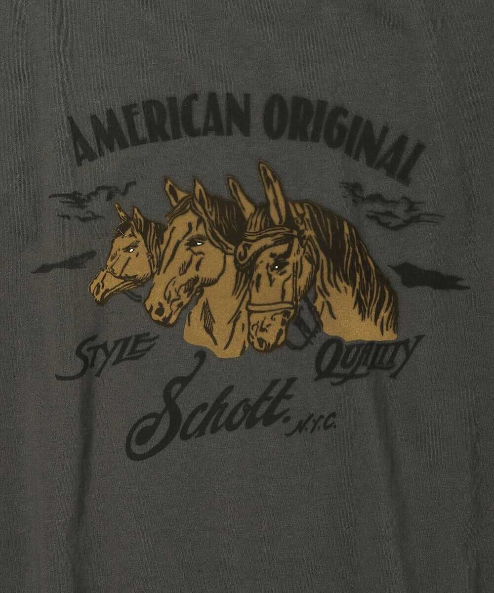  フロッキー加工 ホースグラフィックプリントTシャツ