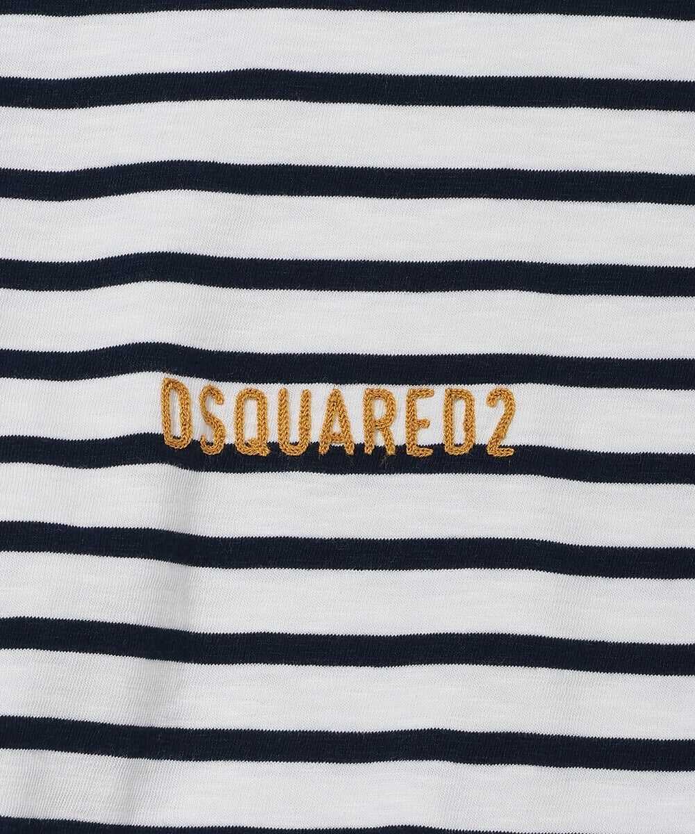 ロゴ刺繍 ストライプコットンジャージロンT