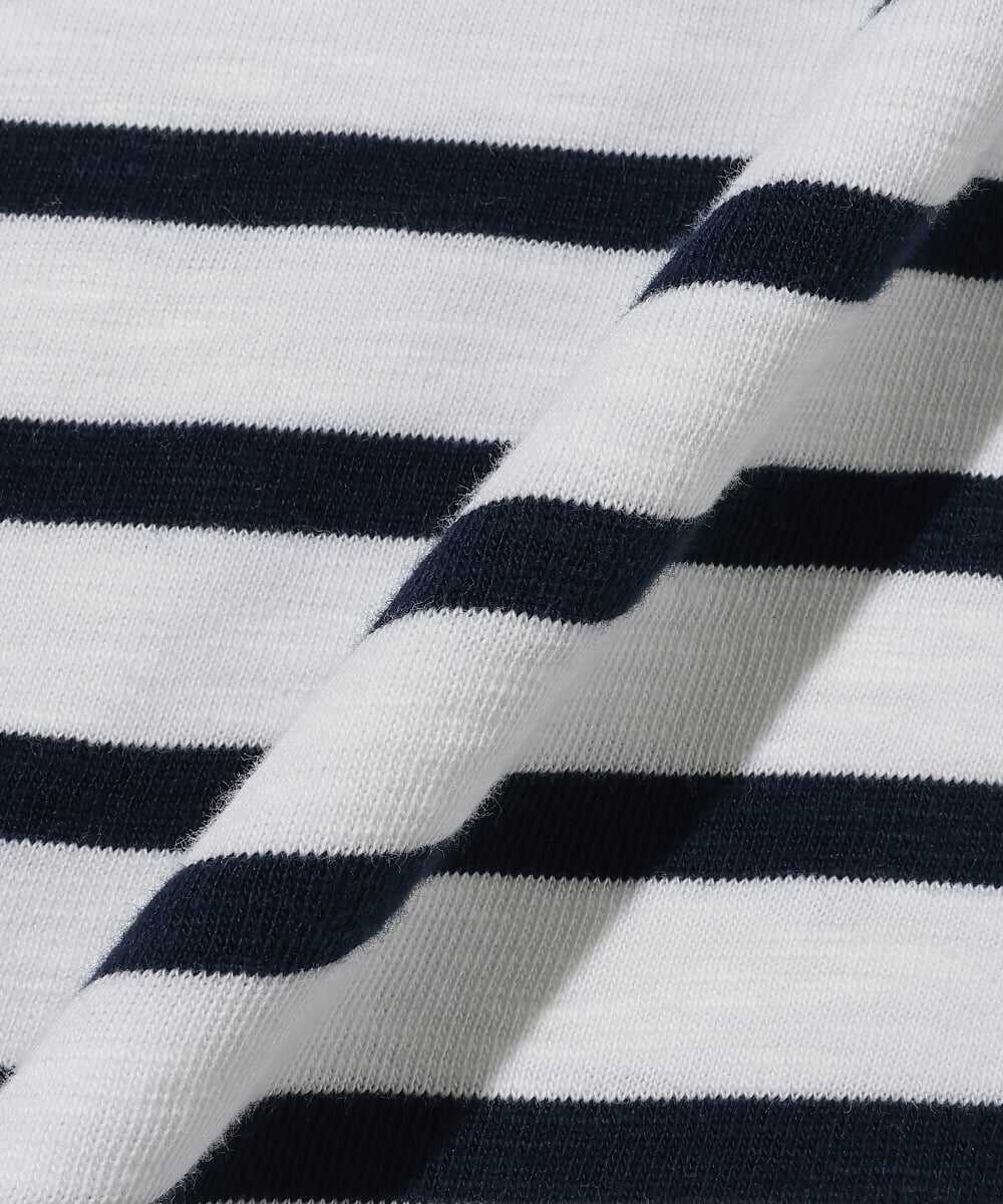 ロゴ刺繍 ストライプコットンジャージロンT