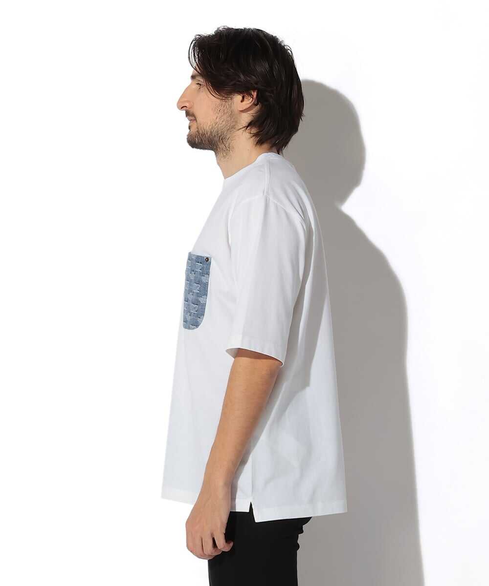 モノグラム柄デニムポケット付 コットンジャージTシャツ