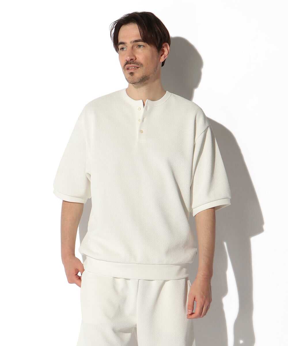 AirflexDry ヘビー鹿の子5分袖ヘンリーネックTシャツ