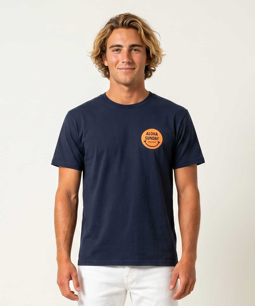スマイルロゴ バックプリント コットンTシャツ