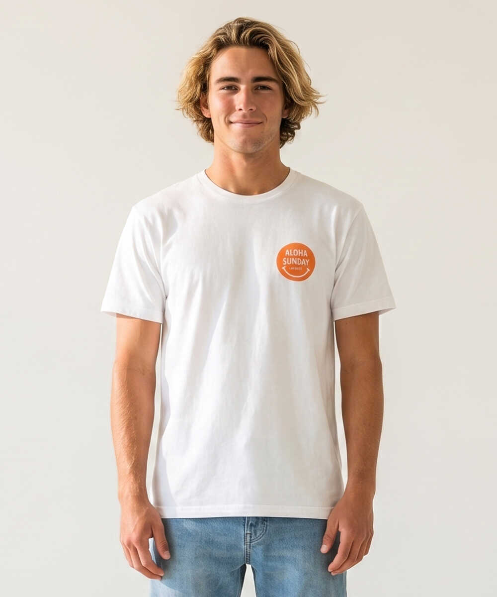 スマイルロゴ バックプリント コットンTシャツ