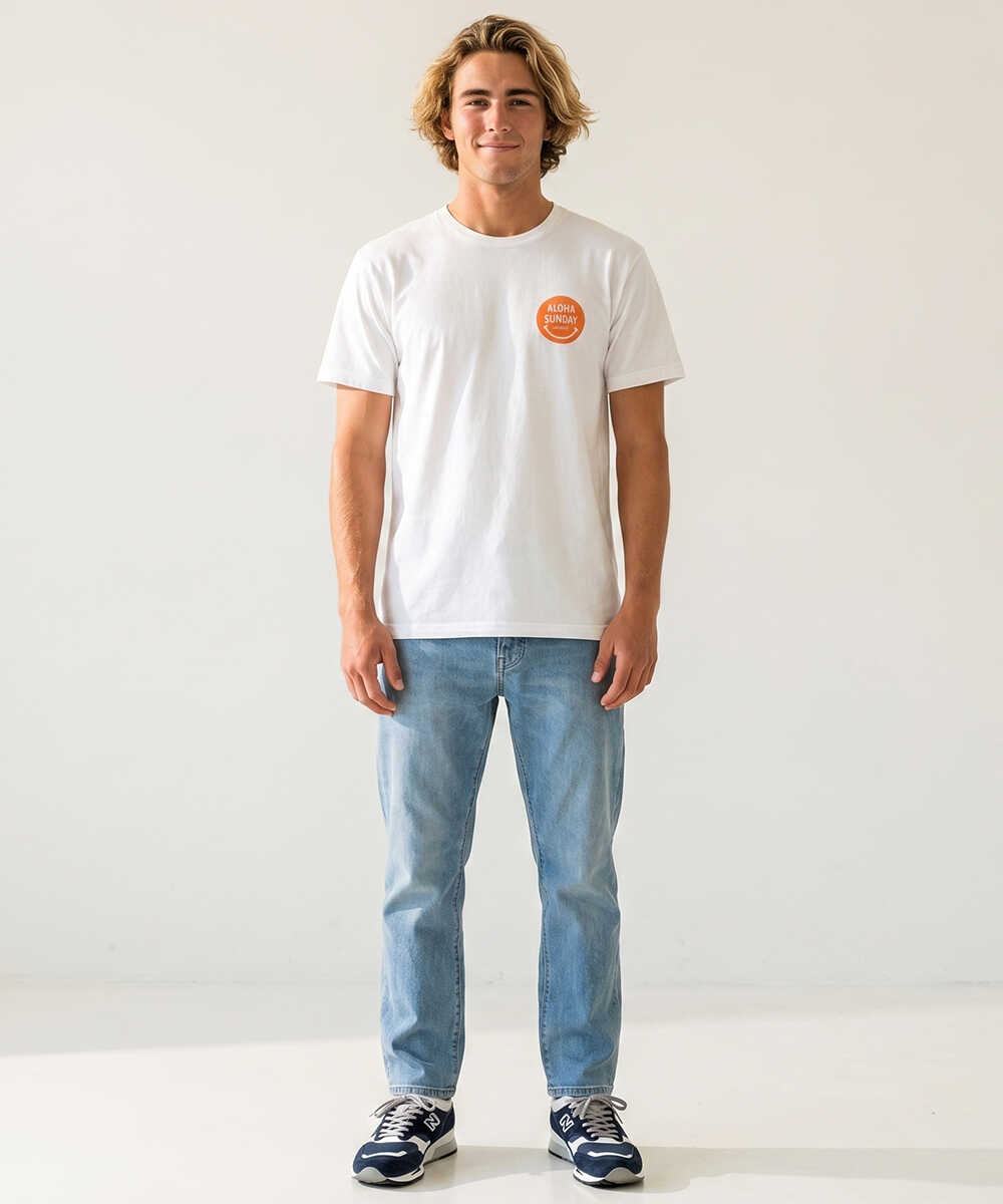 スマイルロゴ バックプリント コットンTシャツ