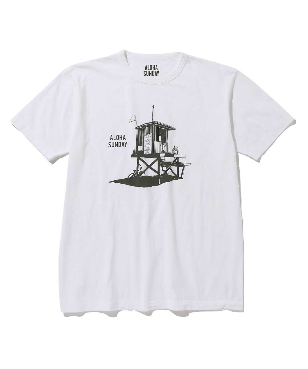 ビーチハウスモチーフプリント コットンTシャツ