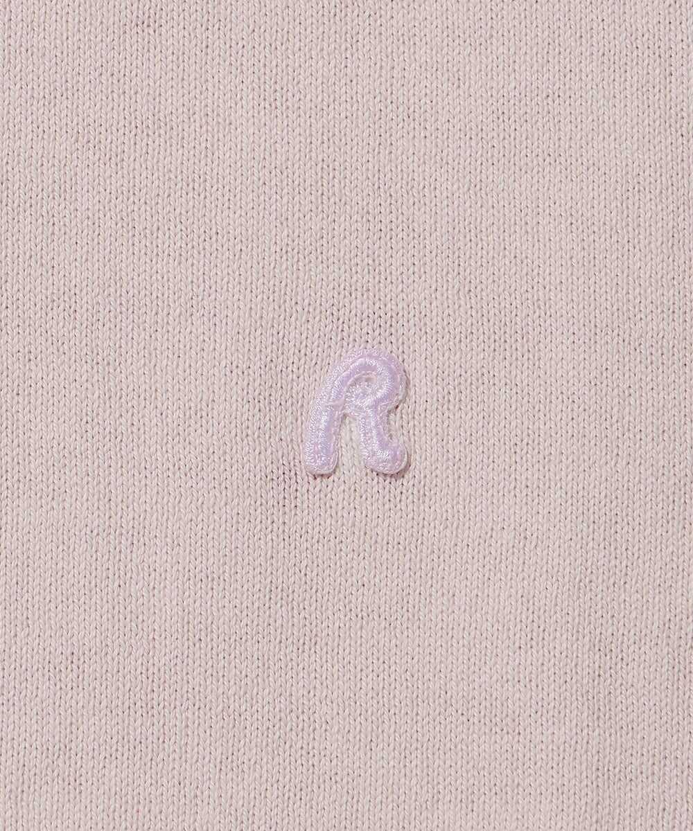 ロゴ刺繍  半袖コットンニット