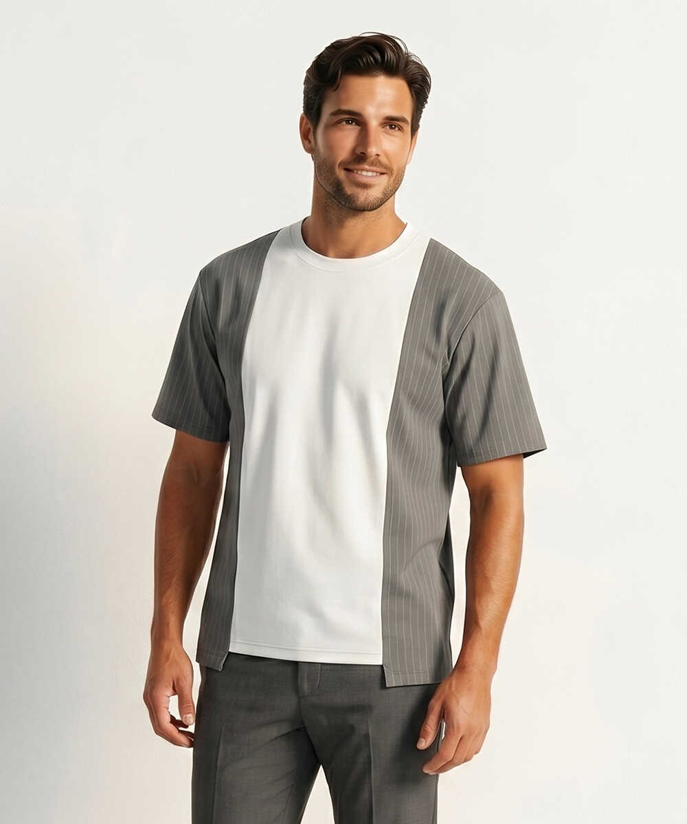 ストライプブロッキングTシャツ