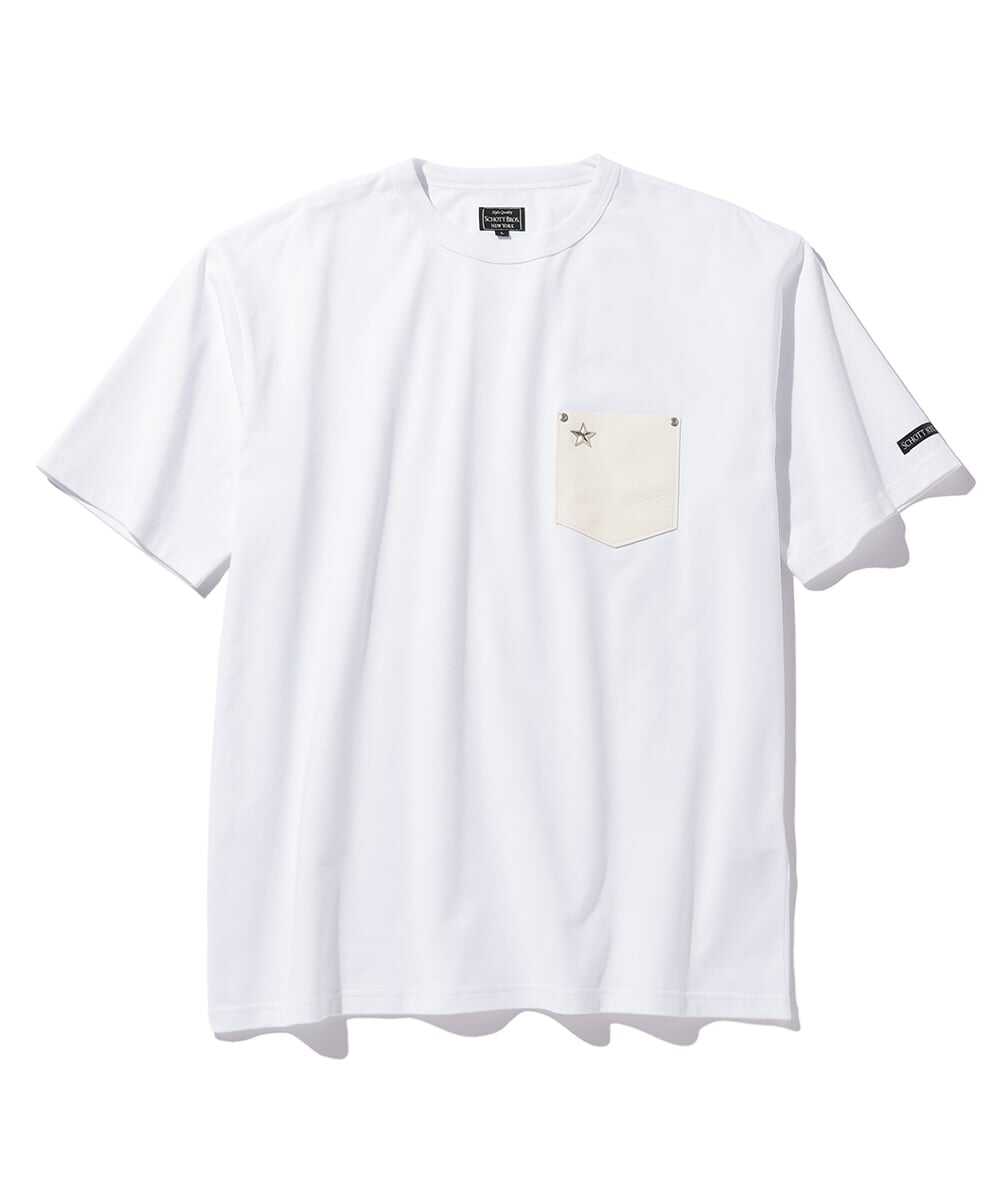 スターリベット レザーポケット コットンTシャツ