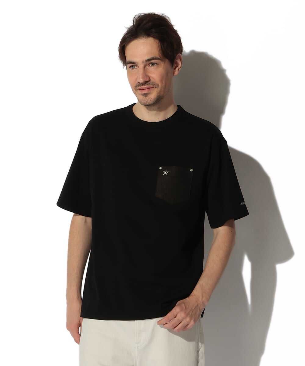 スターリベット レザーポケット コットンTシャツ