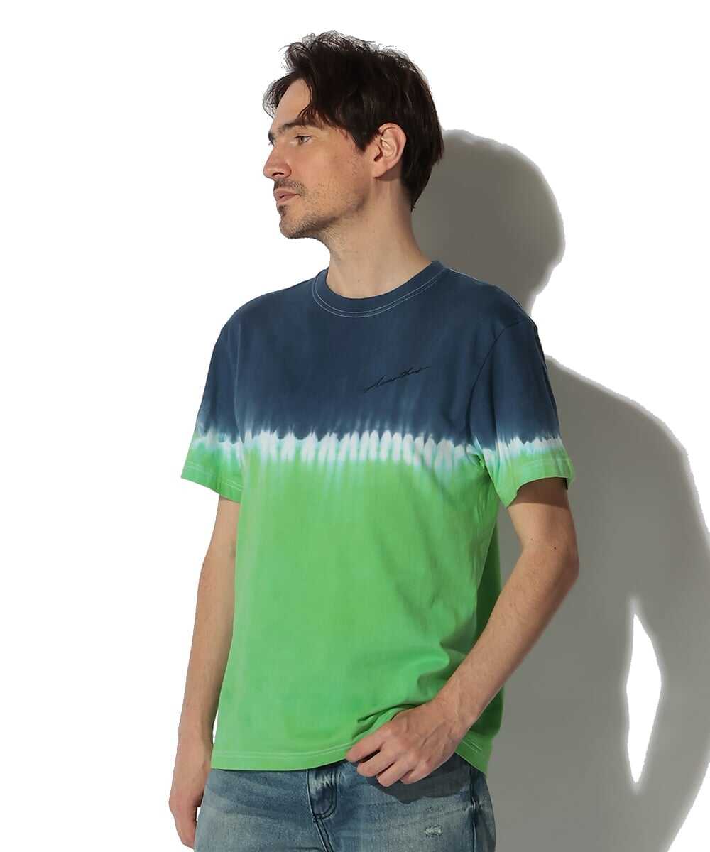 ロゴ刺繍 コントラストタイダイTシャツ