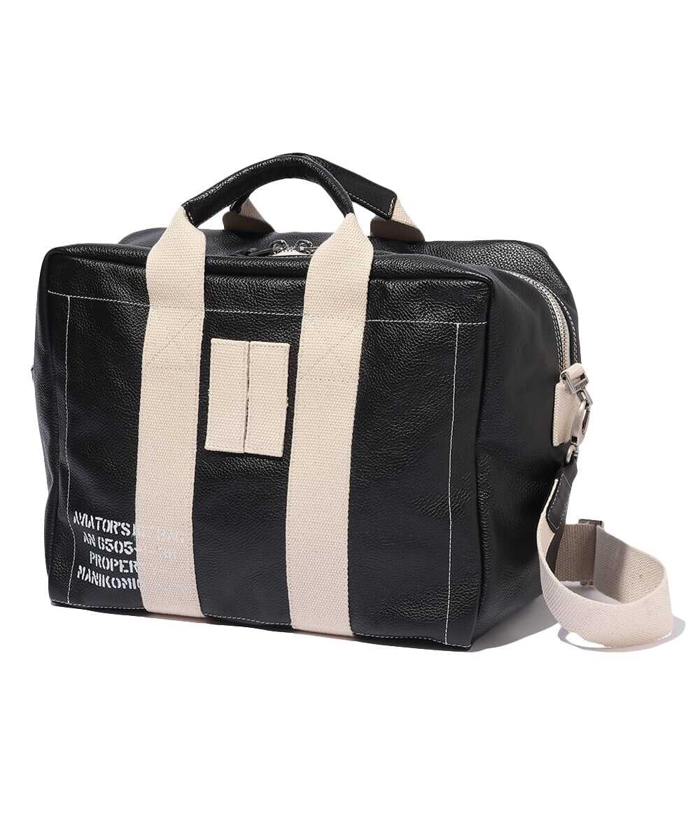 ”38”/GENUINE LEATHER 2WAYミディアムサイズバッグ ブラック