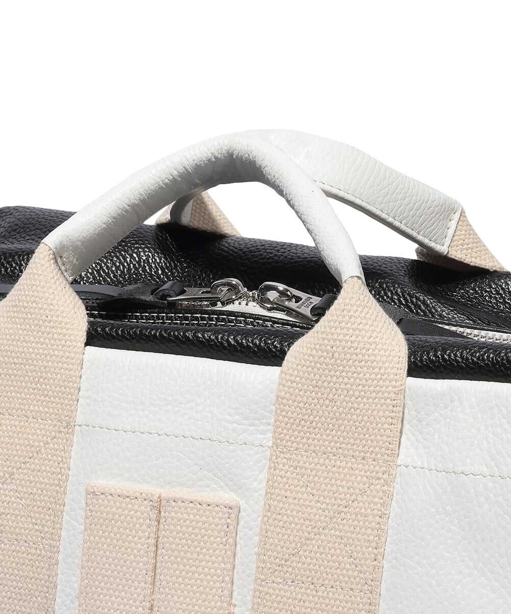 ”38”/GENUINE LEATHER 2WAYミディアムサイズバッグ ホワイト×ブラック