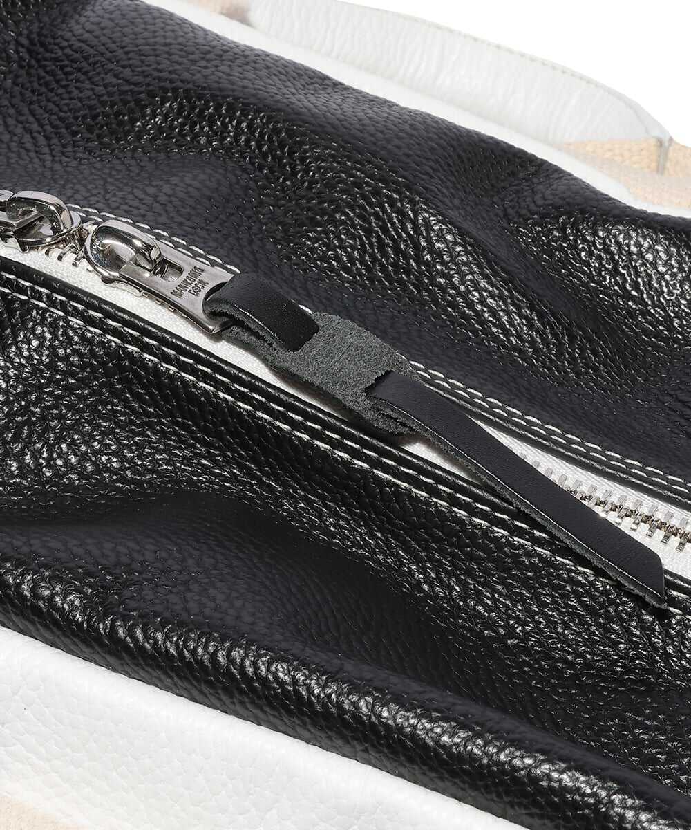 ”38”/GENUINE LEATHER 2WAYミディアムサイズバッグ ホワイト×ブラック