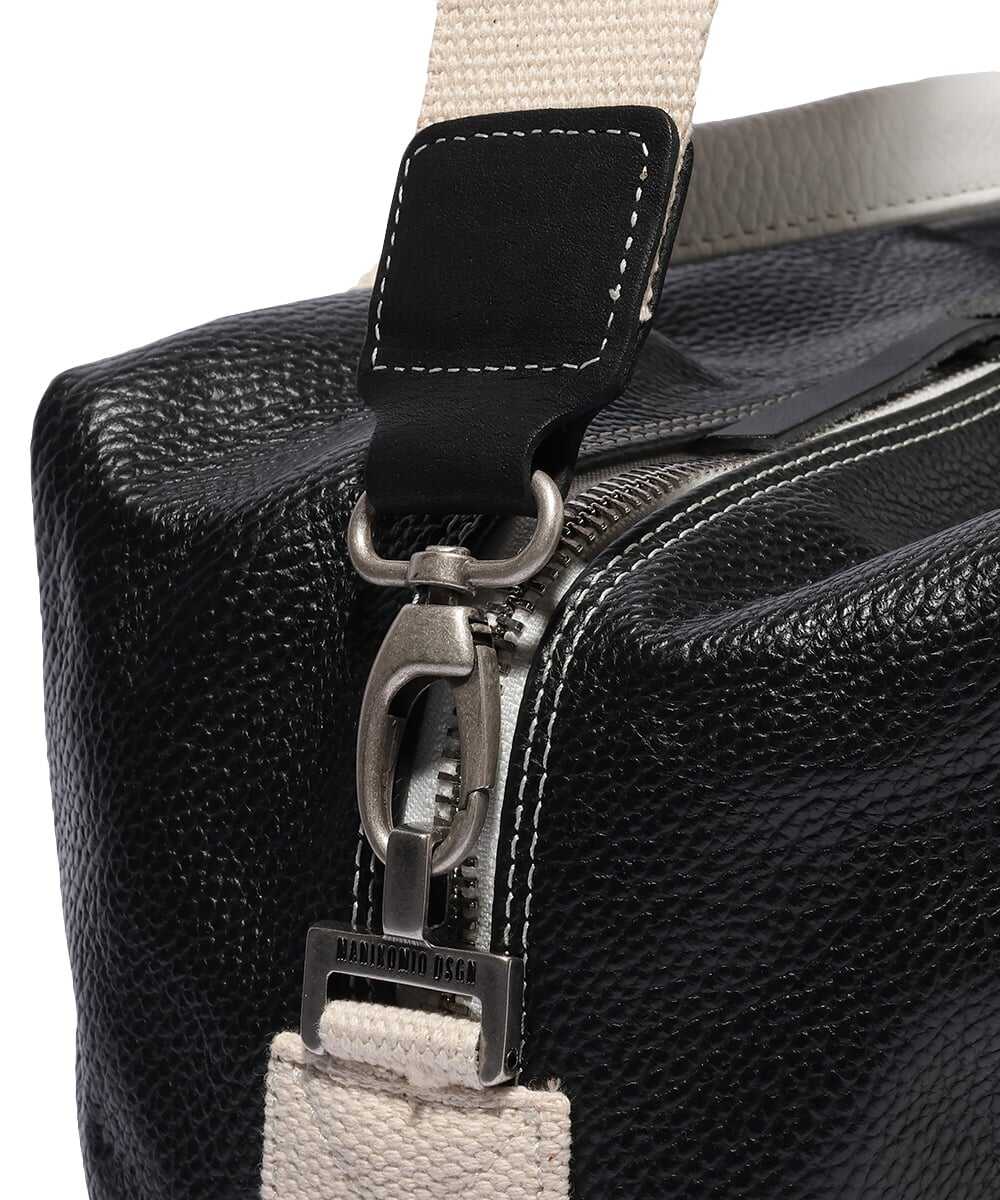 ”38”/GENUINE LEATHER 2WAYミディアムサイズバッグ ホワイト×ブラック