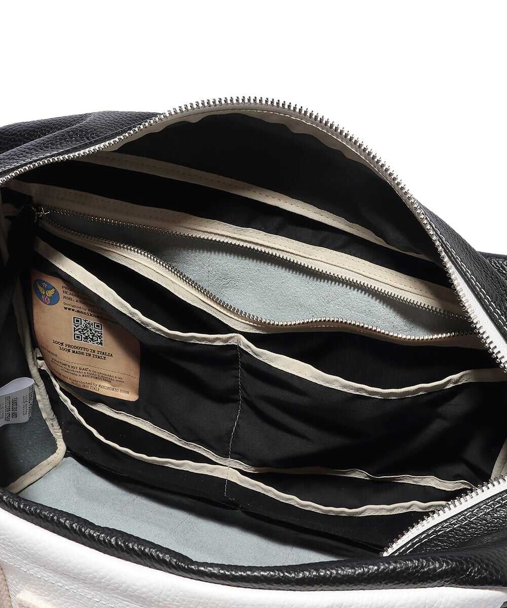 ”38”/GENUINE LEATHER 2WAYミディアムサイズバッグ ホワイト×ブラック