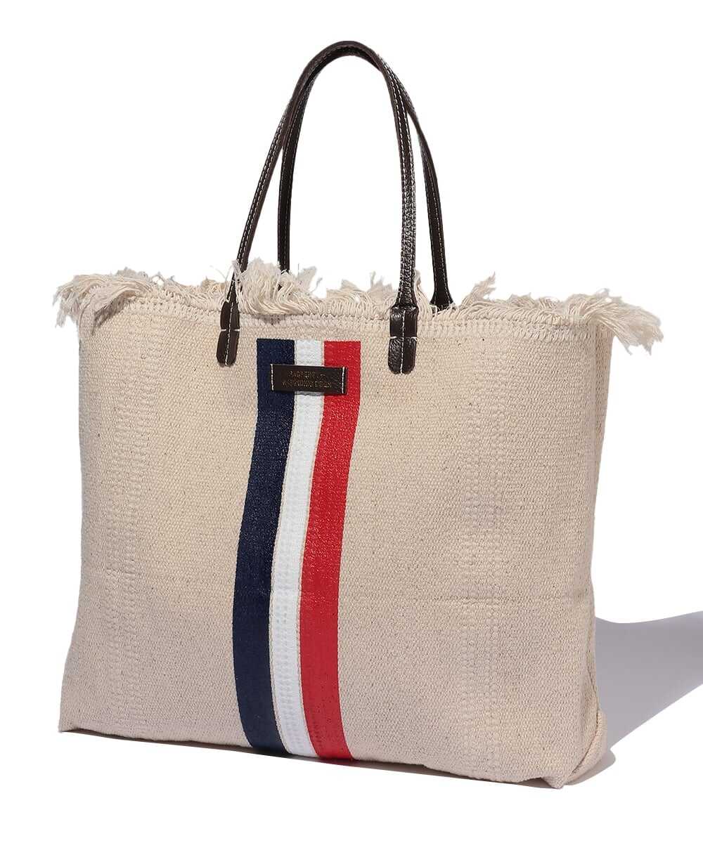 SHOPPING/COTTON STRIPE トートバッグ ベージュ