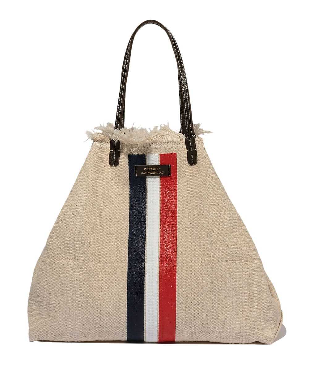 SHOPPING/COTTON STRIPE トートバッグ ベージュ