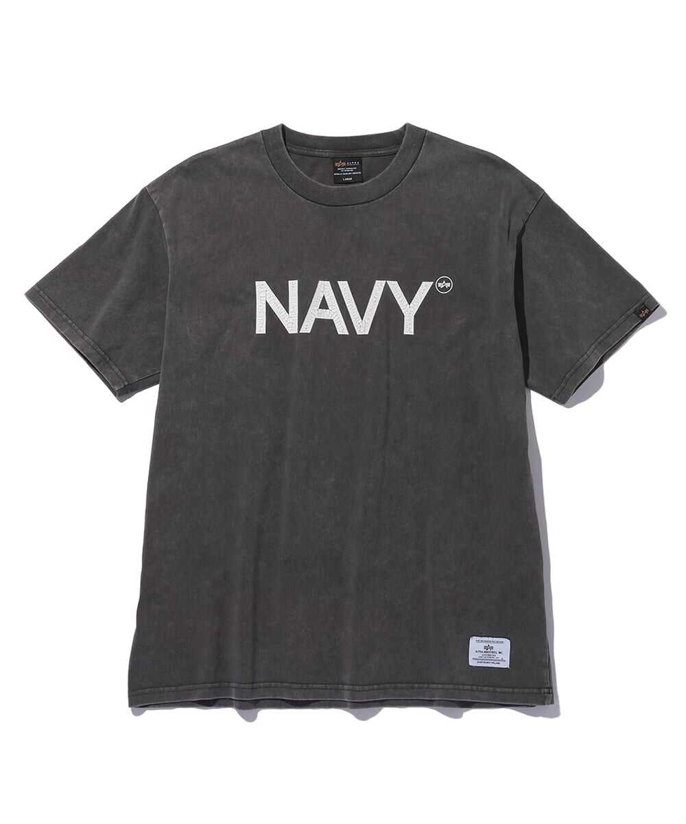 NAVYロゴ クラックプリントTシャツ