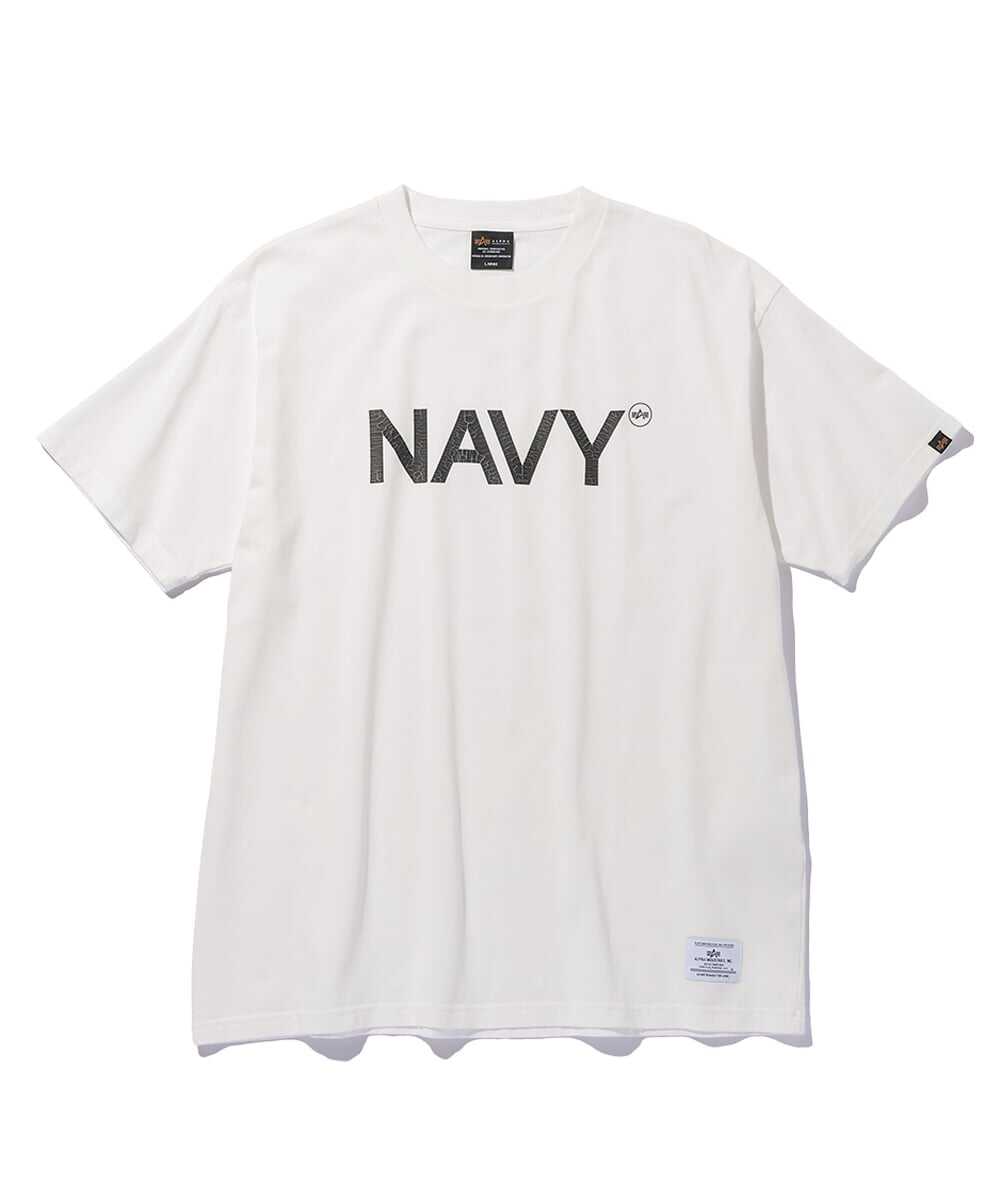 NAVYロゴ クラックプリントTシャツ