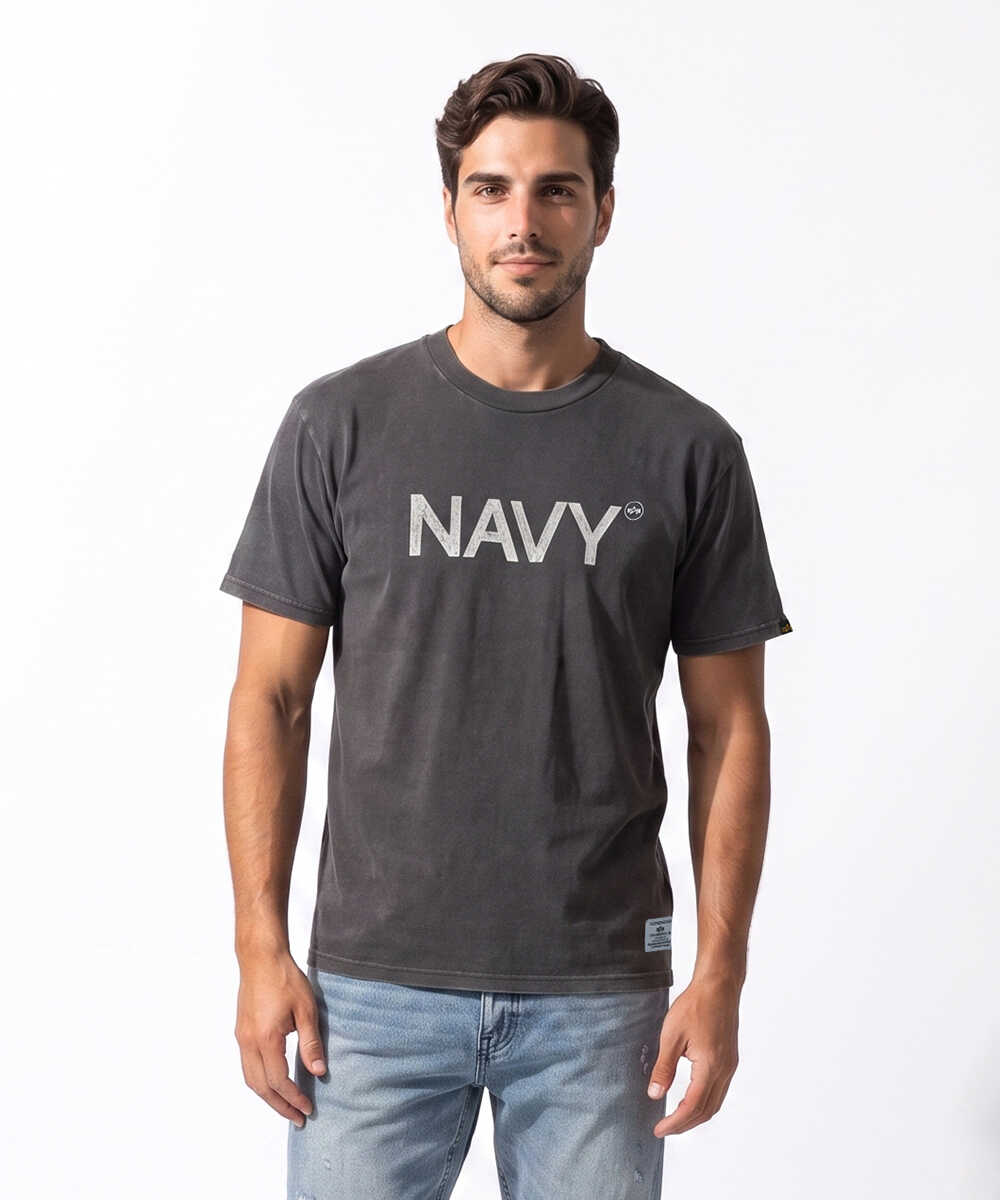 NAVYロゴ クラックプリントTシャツ