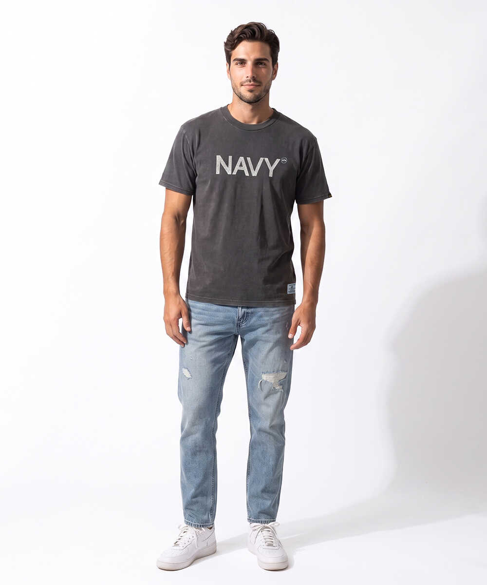 NAVYロゴ クラックプリントTシャツ