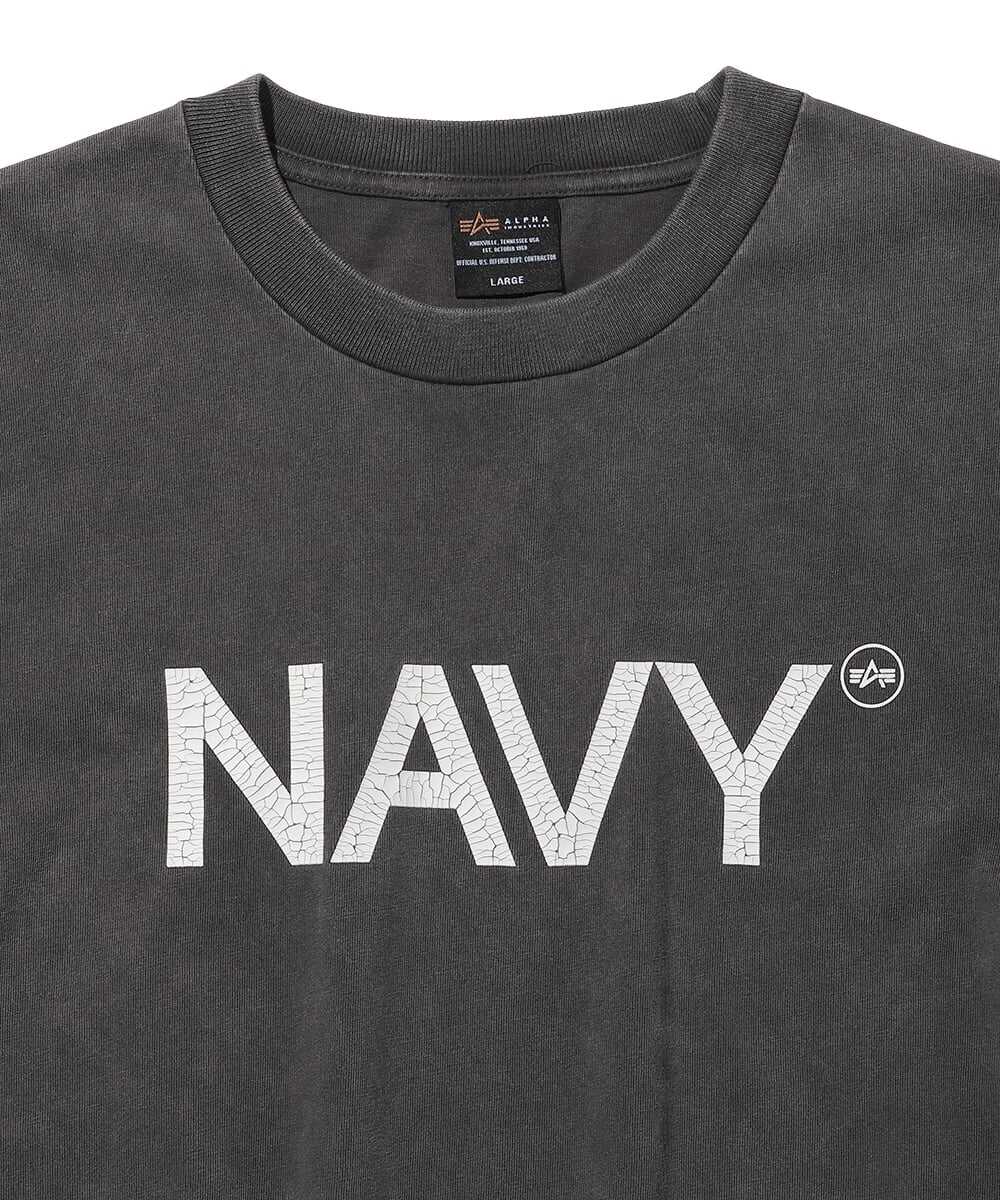 NAVYロゴ クラックプリントTシャツ