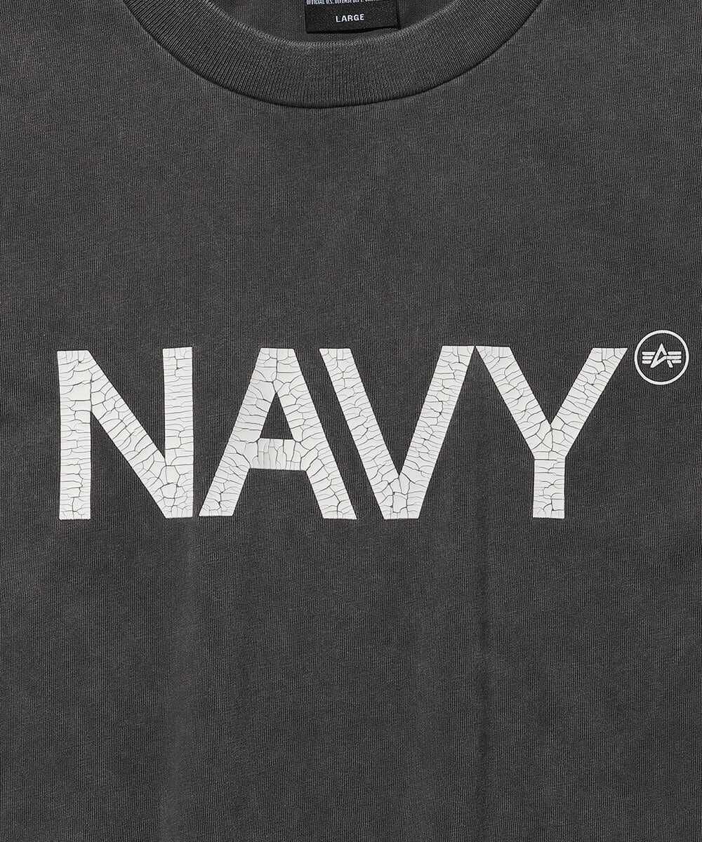 NAVYロゴ クラックプリントTシャツ