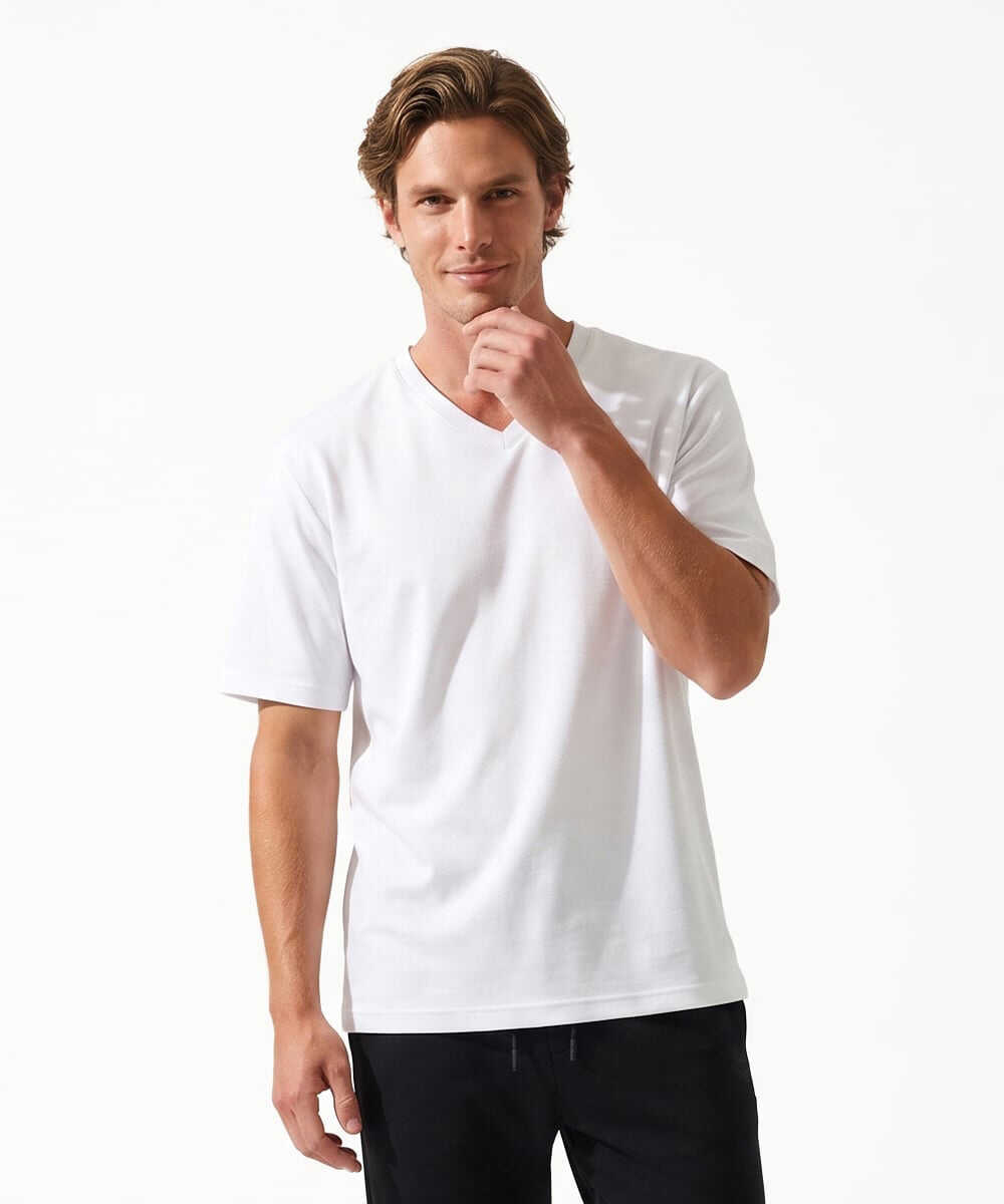 2層構造 吸水速乾クールマックス VネックTシャツ