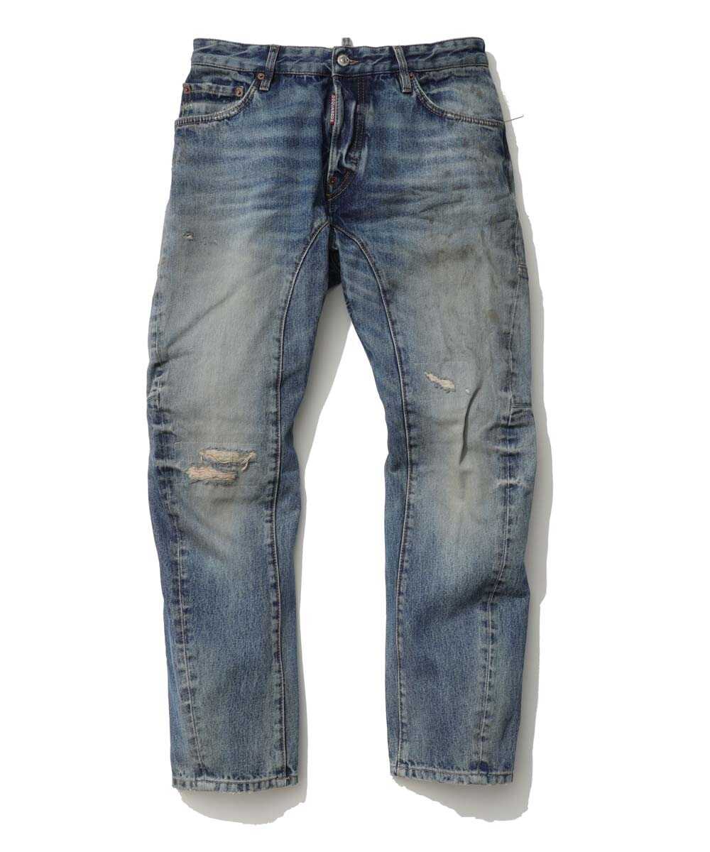 グリースモンキースポットウォッシュ ダメージデニムパンツ
