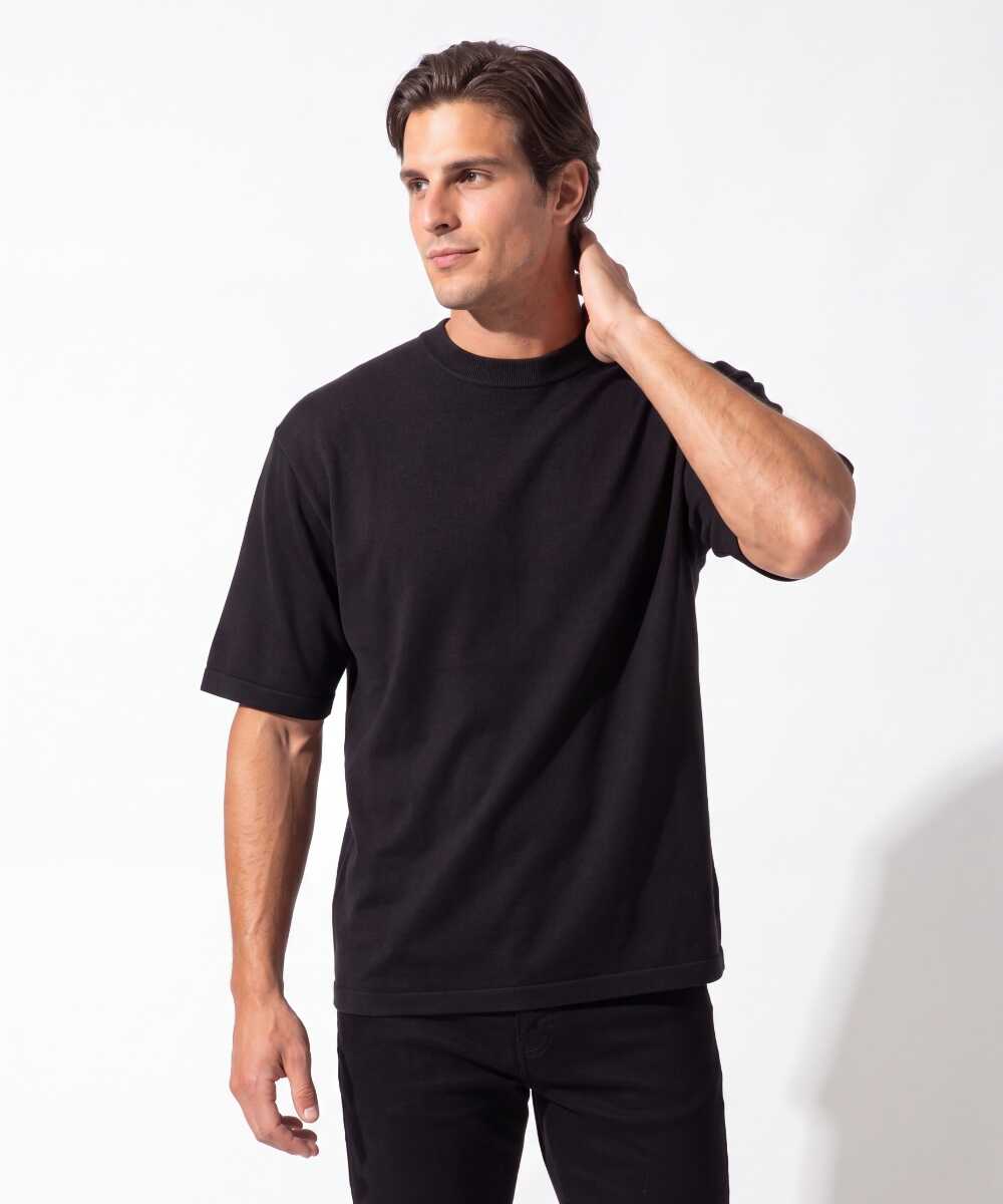シルクコットンニット リラックスTシャツ