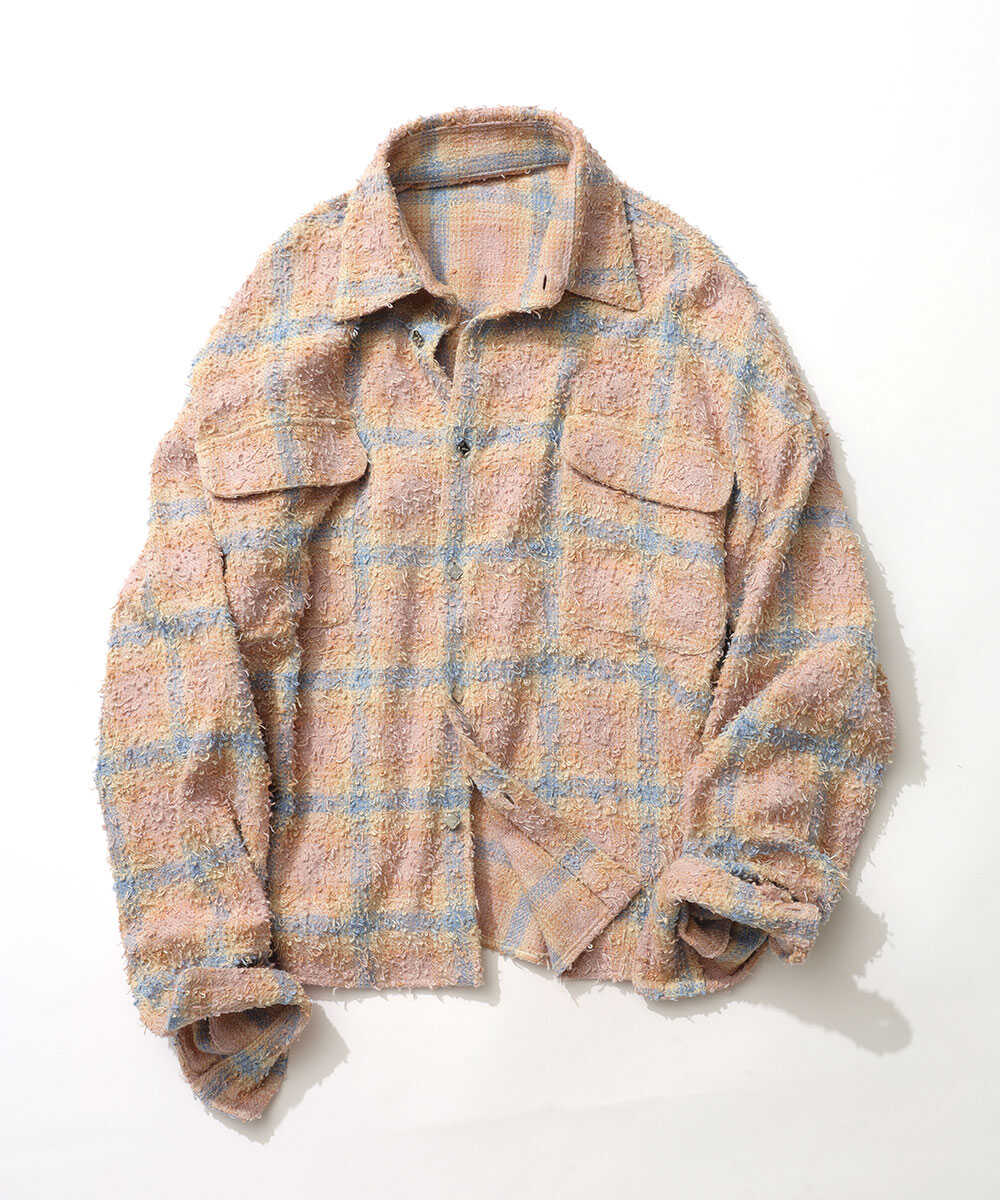 ループニードル加工 チェックシャツ