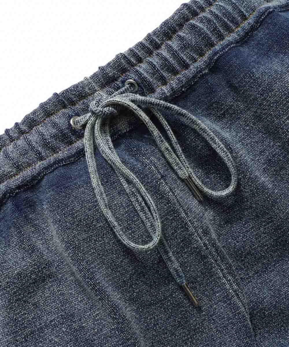 限定 デニム風ニットパンツ
